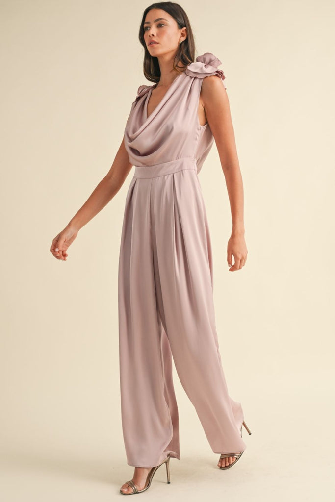 Floral Elegance Satin Jumpsuit