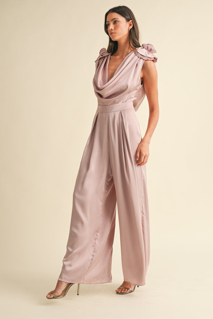 Floral Elegance Satin Jumpsuit