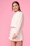Pom Pom Cream Long Sleeve Romper