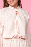 Pom Pom Cream Long Sleeve Romper
