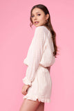 Pom Pom Cream Long Sleeve Romper
