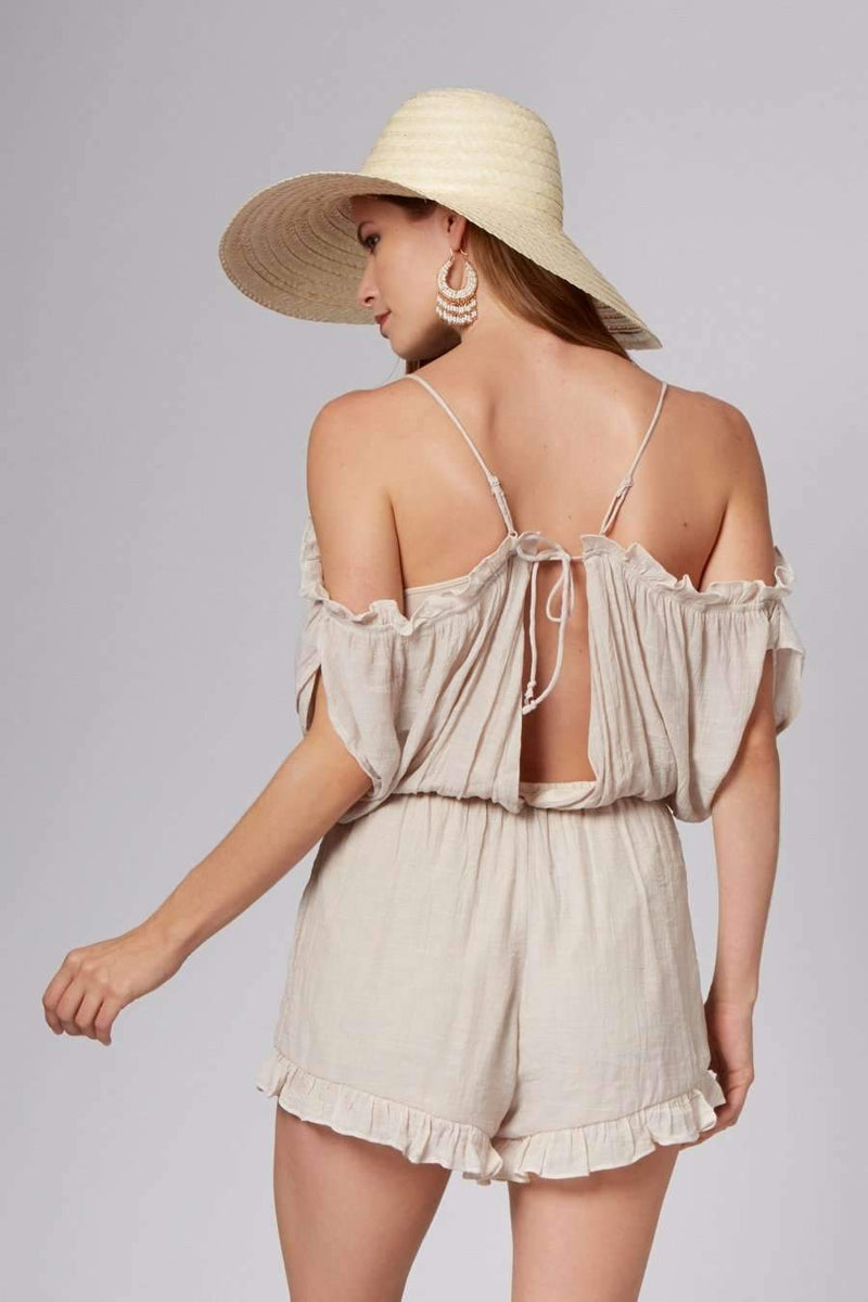 Lo Seashell Off-The-Shoulder Romper-Rompers