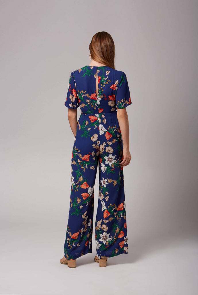 Maryrose Blue Floral Print Jumpsuit by Lush-Rompers