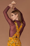 Sia Mustard Floral Print Jumpsuit-Rompers