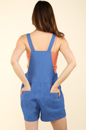 Royal Blue Adjustable Suspender Overall Romper