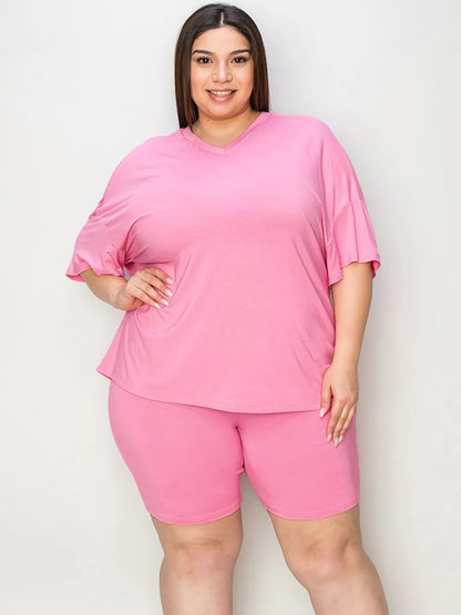 Relaxed V-Neck Tee and Shorts Set – product view 5
