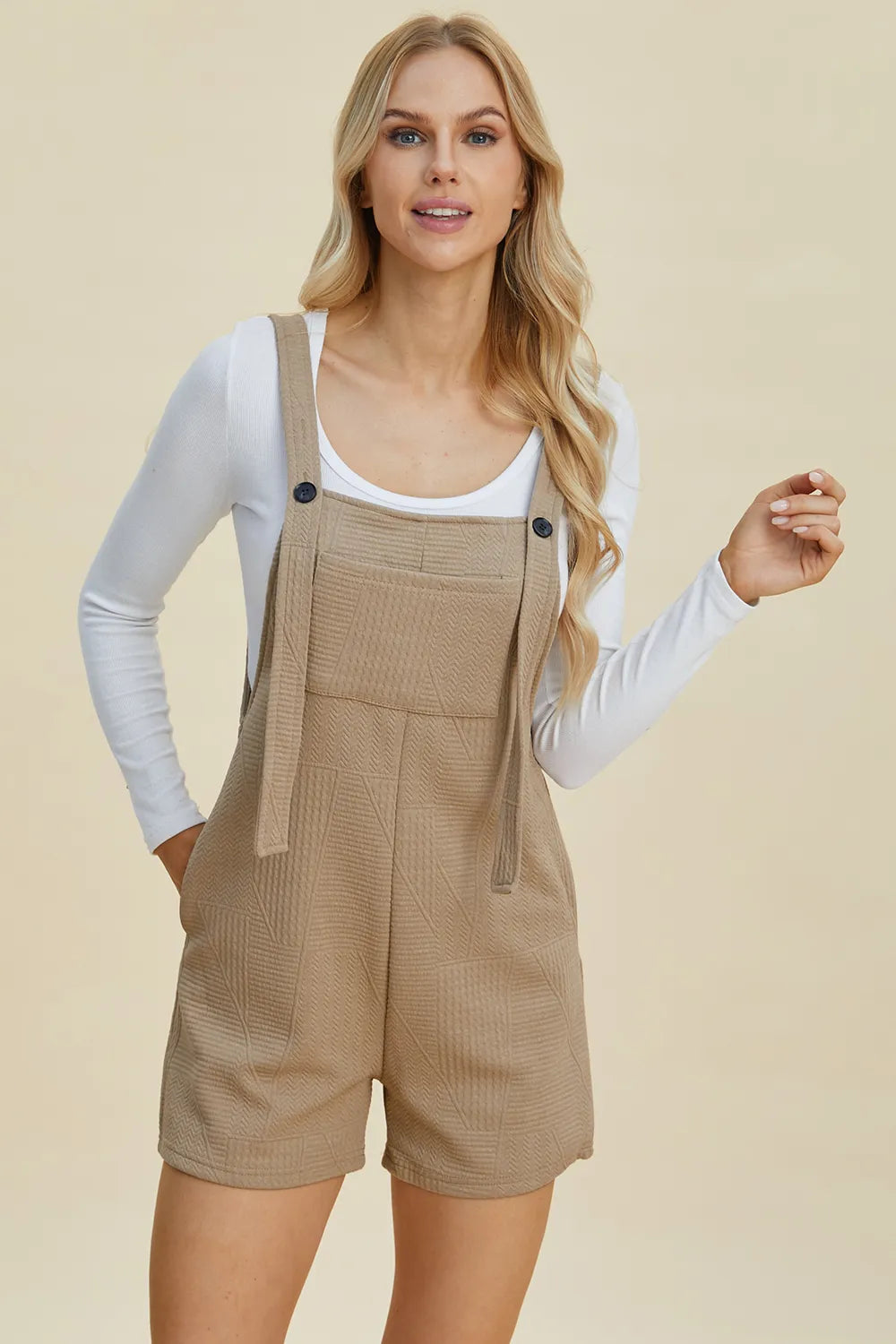 Double Take Textured Sleeveless Romper – product view 1