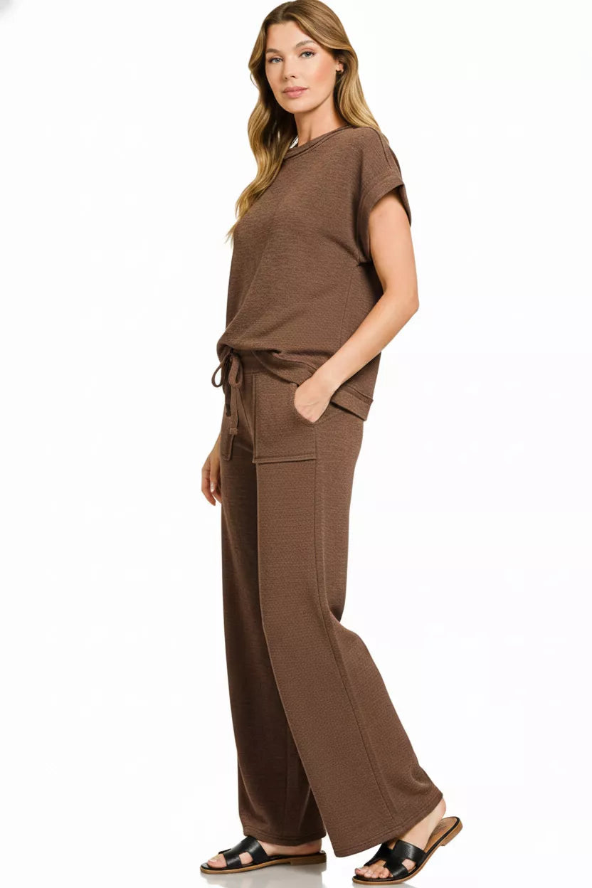 Rowan brown two-piece casual pants set