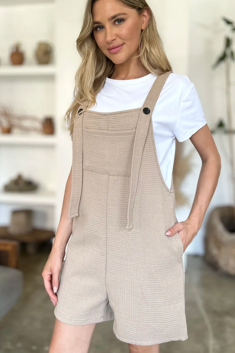 Double Take Textured Sleeveless Romper – product view 5