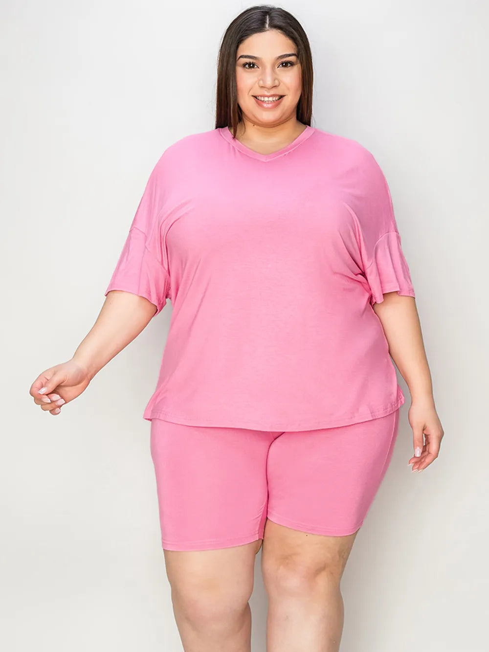 Relaxed V-Neck Tee and Shorts Set – product view 6