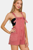 Carefree Charmer Washed Knot Strap Romper
