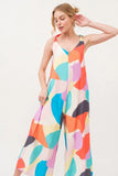 Modern Muse Tied Shoulder Geo Print Jumpsuit