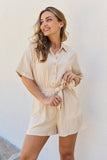 Sunset Stroll: Linen Blend Romper with a Chic Twist