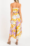 Staycation Purple and Yellow Tie Dye Tube Top Jumpsuit