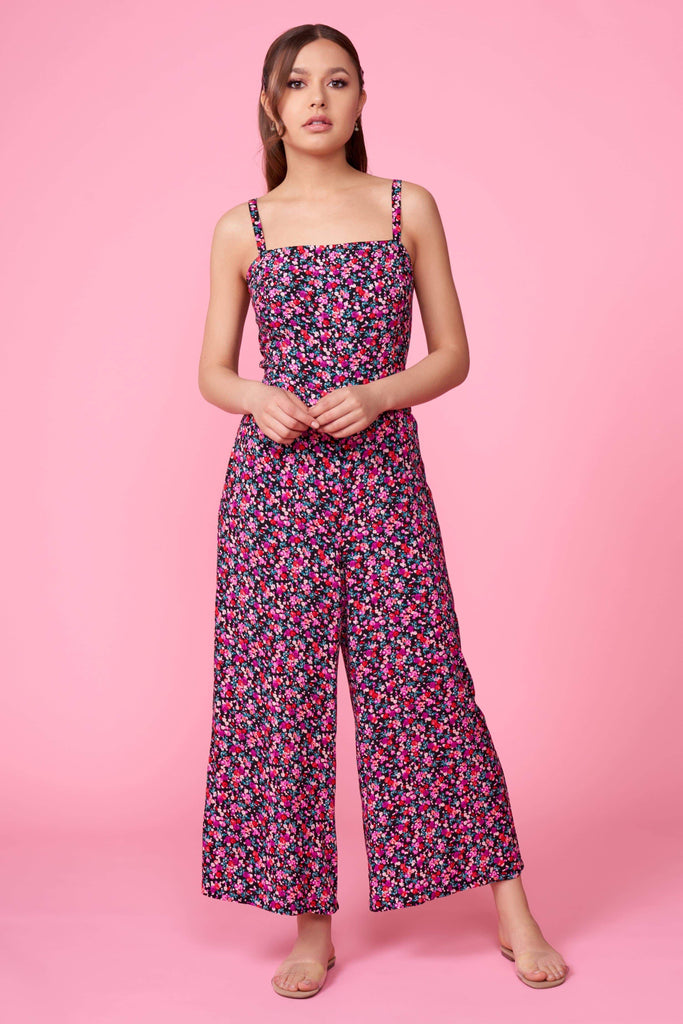 Penny Pink Floral Print Back Tie Jumpsuit by Lush