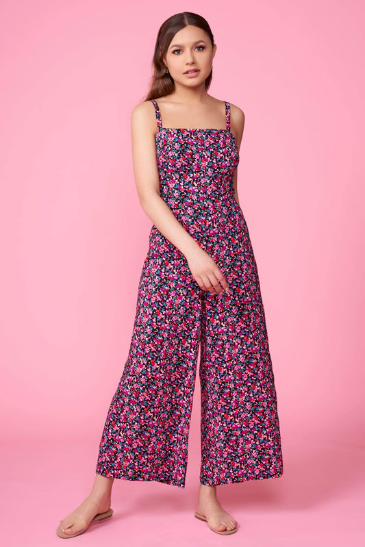 Penny Pink Floral Print Back Tie Jumpsuit by Lush