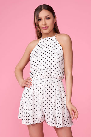 Ottis White Polka Dot Romper