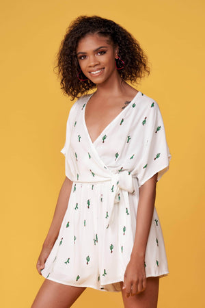 Anthenas White Cactus Romper by Lush