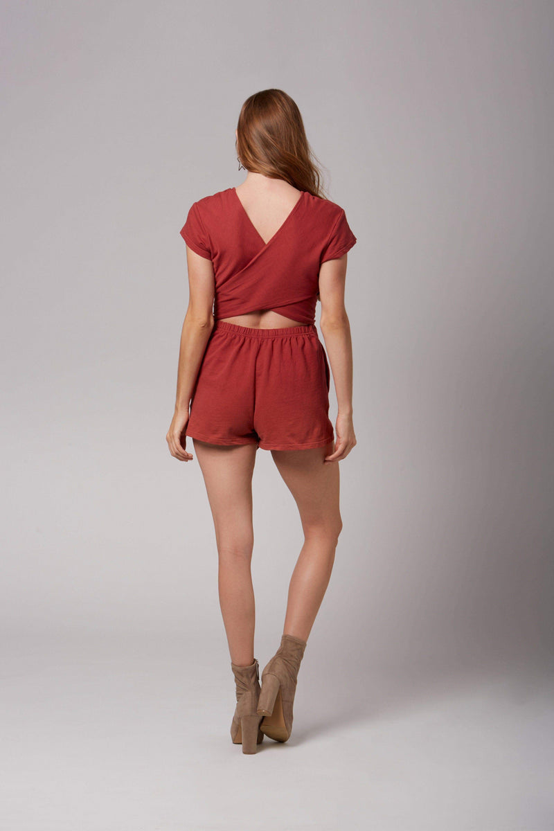 Alanna Brick Romper-Rompers
