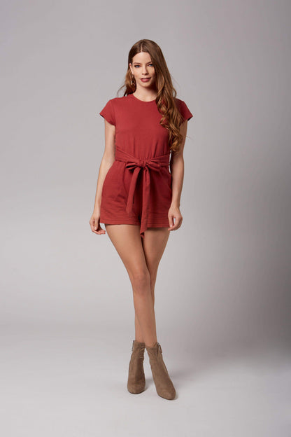 Alanna Brick Romper-Rompers