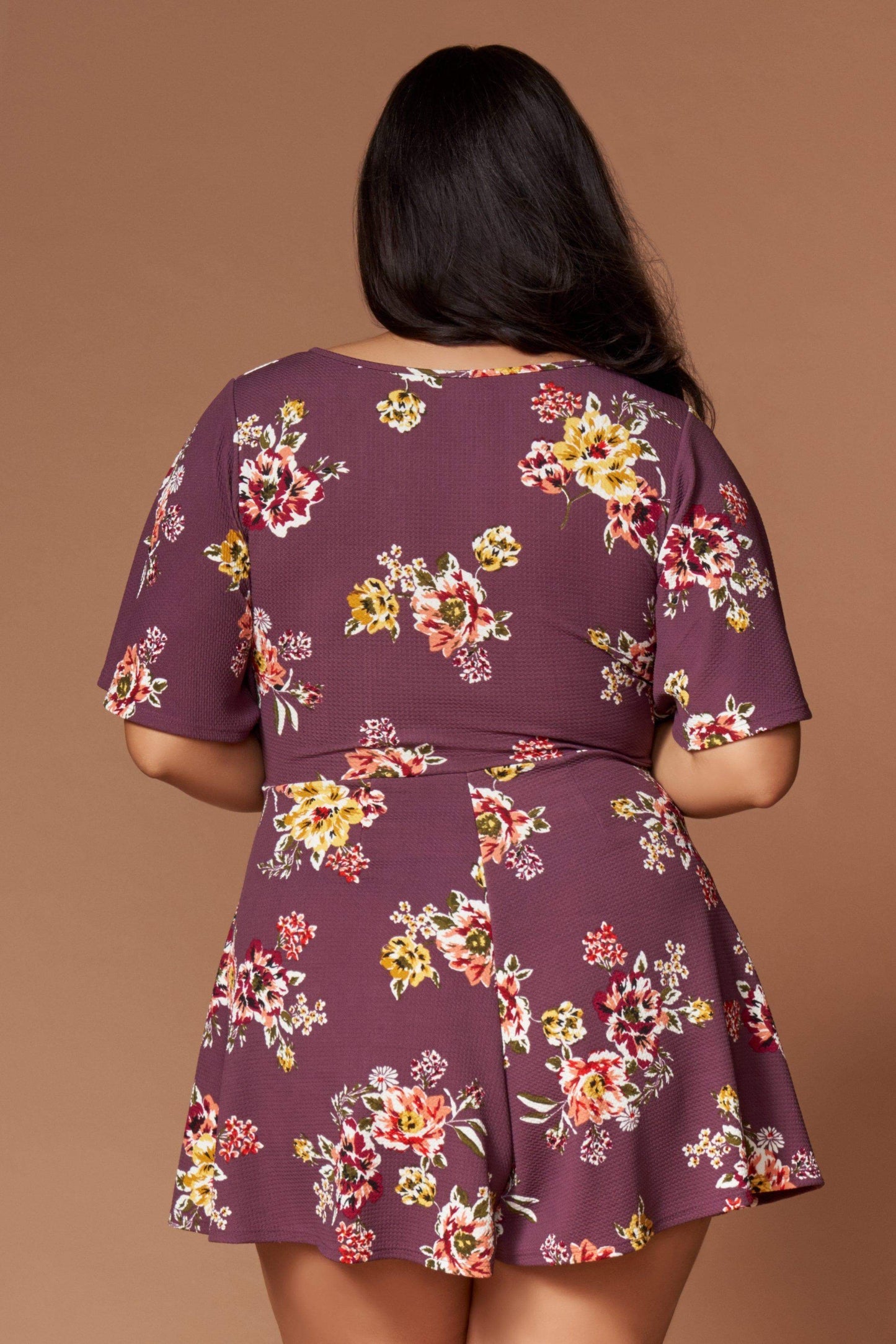 Ariel Mauve Purple Floral Print Romper-Rompers