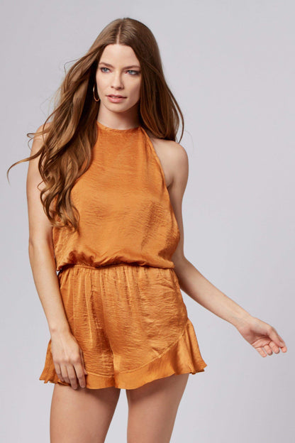 Ashley Copper Halter Romper-Rompers