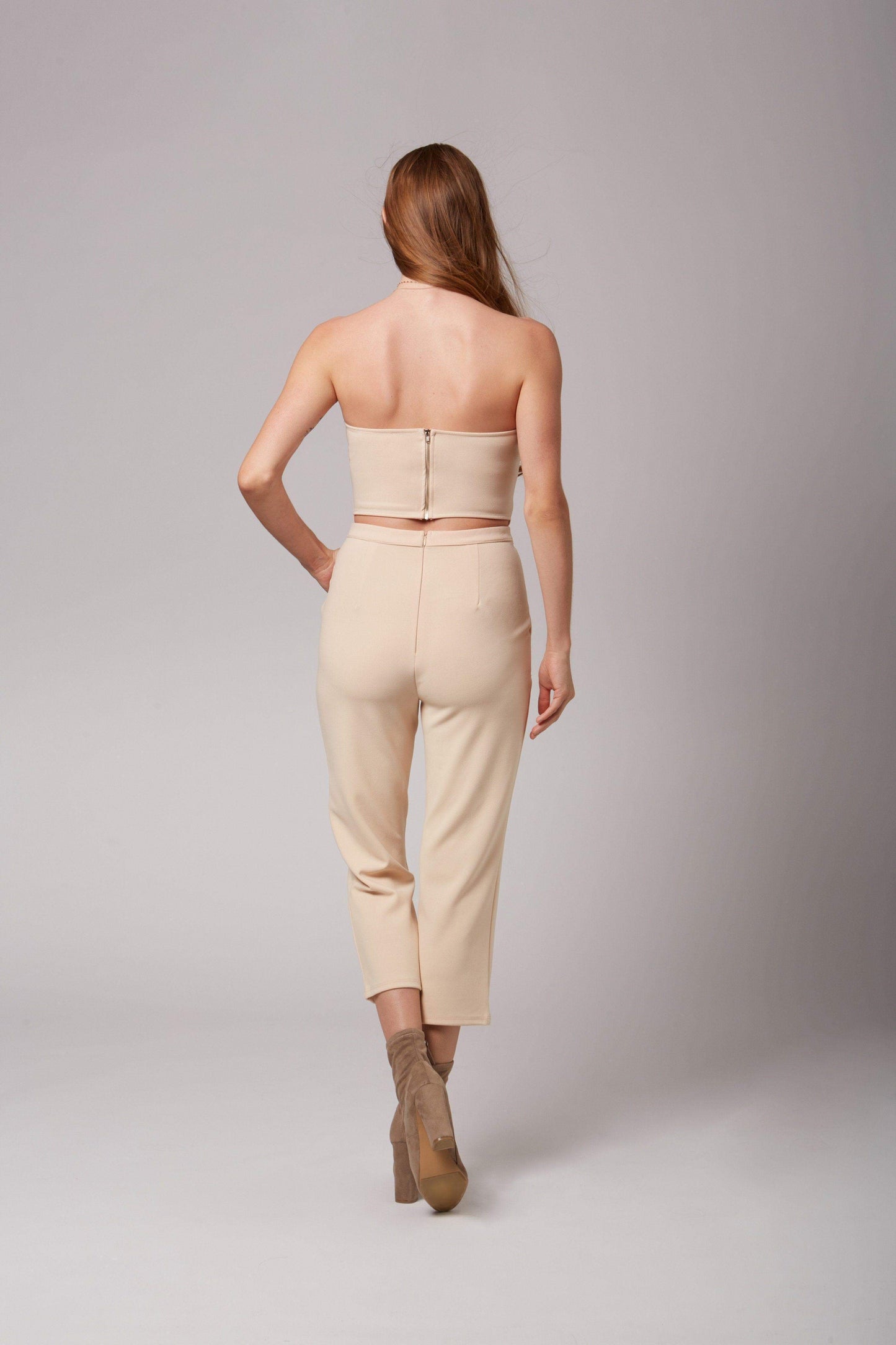 Audrey Taupe Strapless Jumpsuit-Rompers