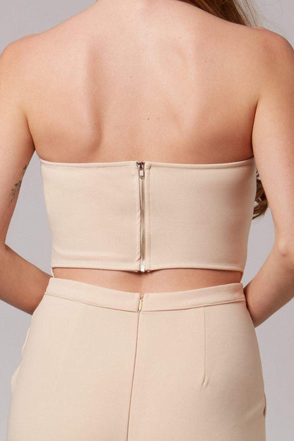Audrey Taupe Strapless Jumpsuit-Rompers