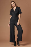 Stellar Black Short Sleeve Jacquard Jumpsuit by Lush