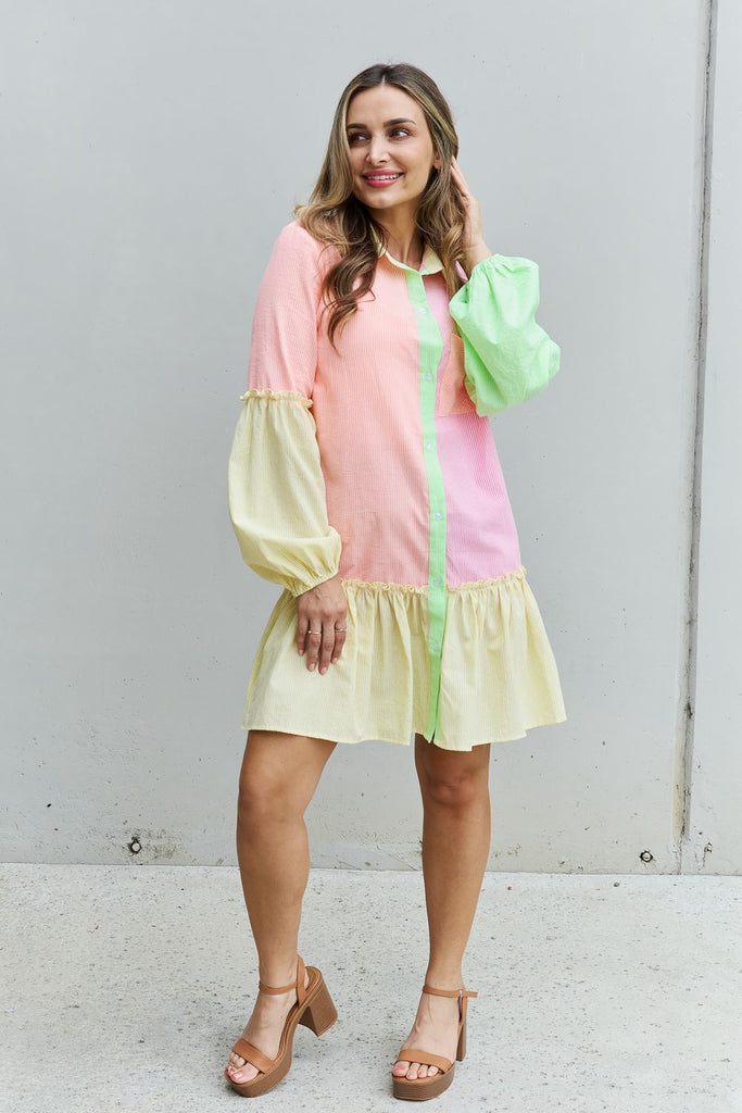 Vibrant Vogue - Color Block Mini Dress