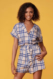 Bobby Blue Plaid Belted Romper