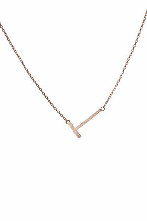 Gold Sideways Initial Pendant Necklace-Accessories