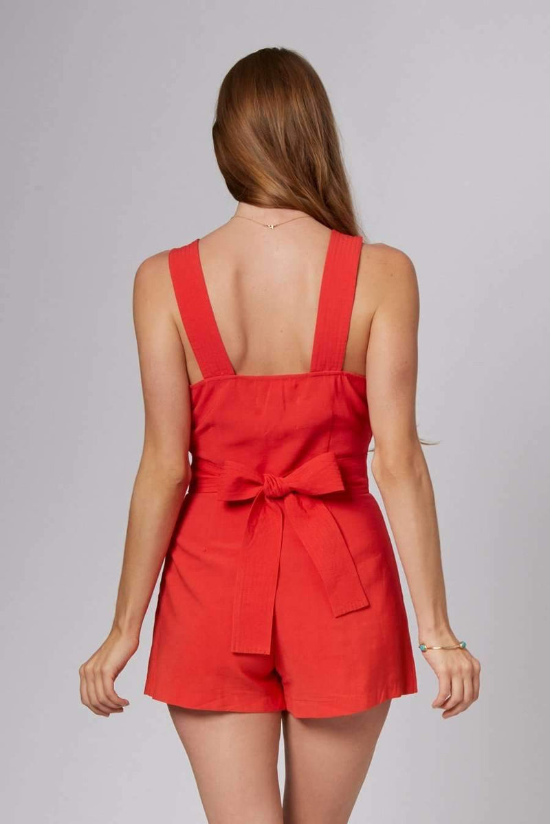 Harper Red Wrap Romper-Rompers