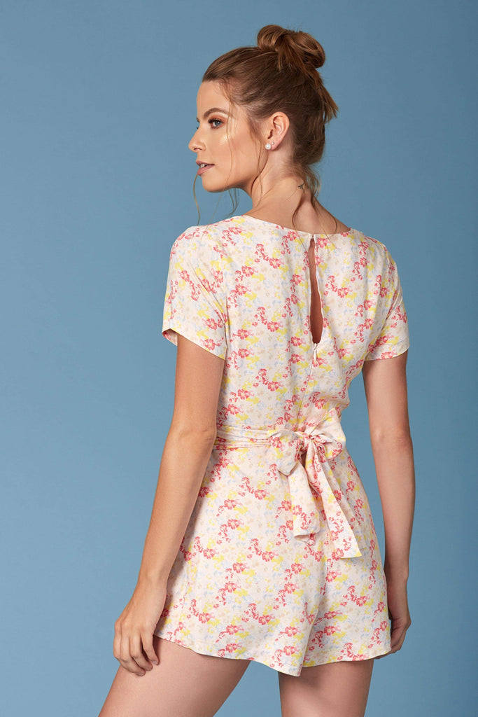 Kyoto Pink Floral Print Romper by Lush-Rompers
