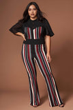 Lara Burgundy Multi Stripe Sleeveless Jumpsuit