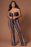 Lara Burgundy Multi Stripe Sleeveless Jumpsuit