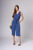 Lisa Blue Midi Jumpsuit-Rompers