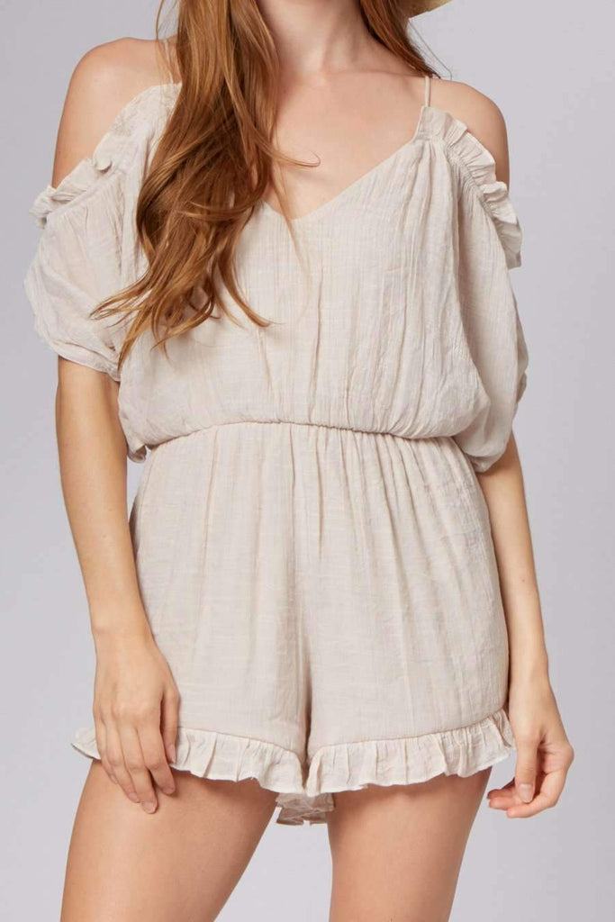 Lo Seashell Off-The-Shoulder Romper-Rompers