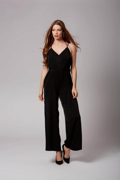 Malia Black Wide-Leg Jumpsuit-Rompers
