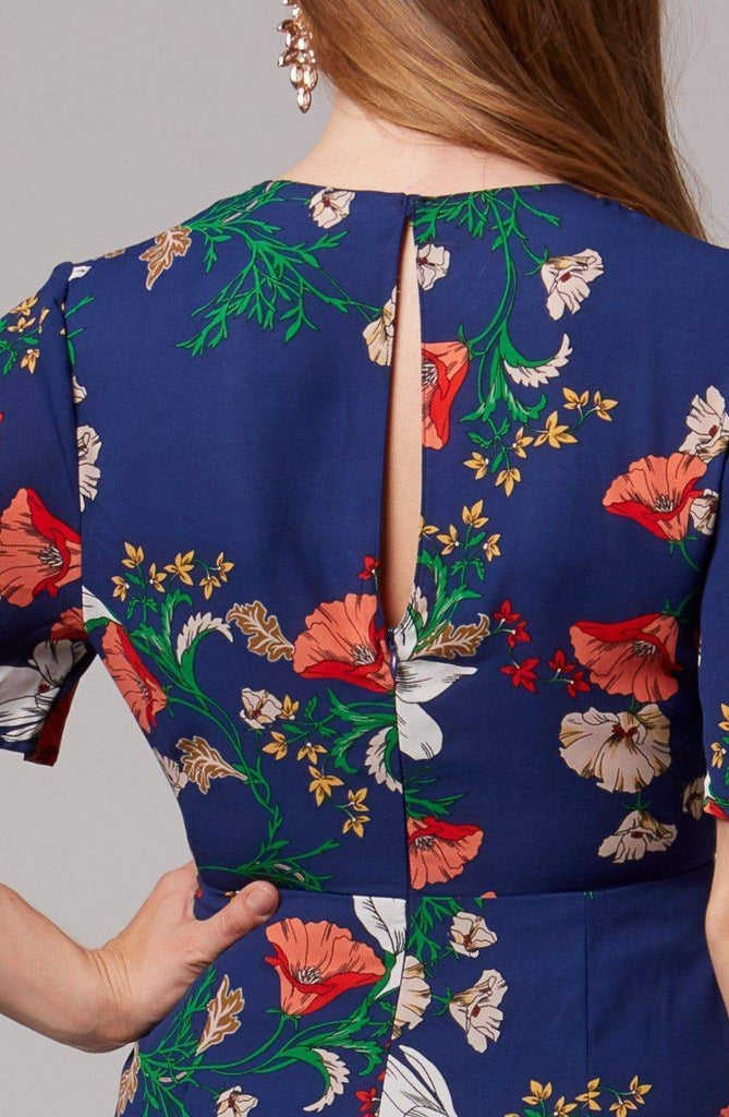 Blue Floral Short Sleeve Jumpsuit FREE SHIPPING