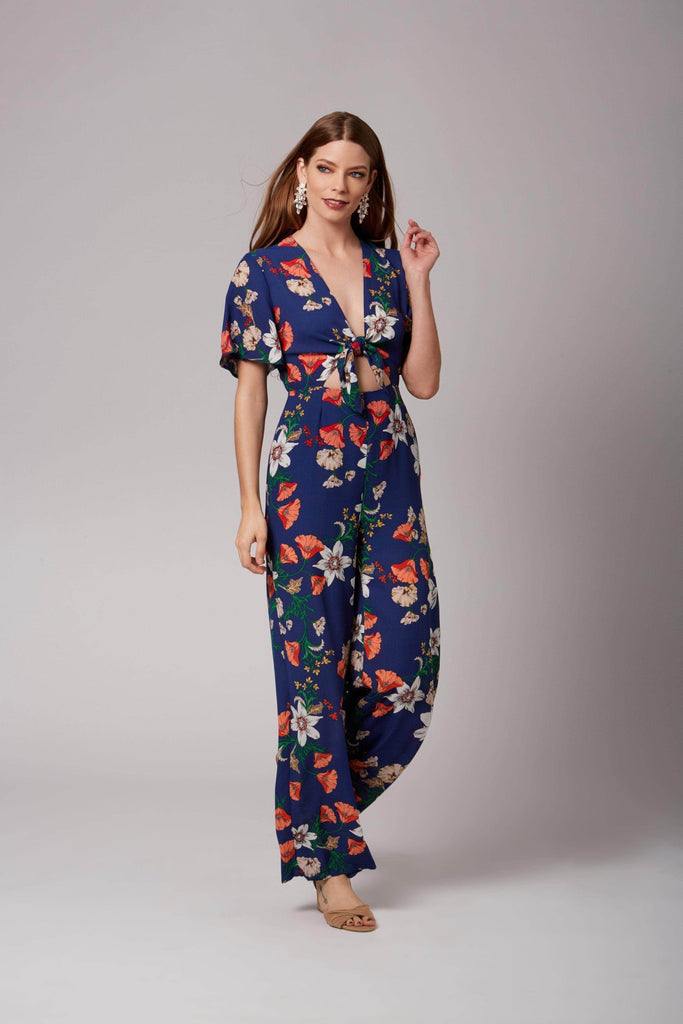 Maryrose Blue Floral Print Jumpsuit by Lush