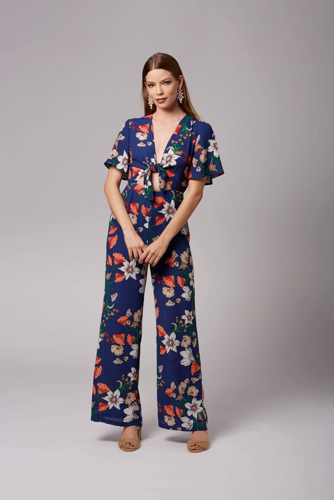 Maryrose Blue Floral Print Jumpsuit by Lush-Rompers