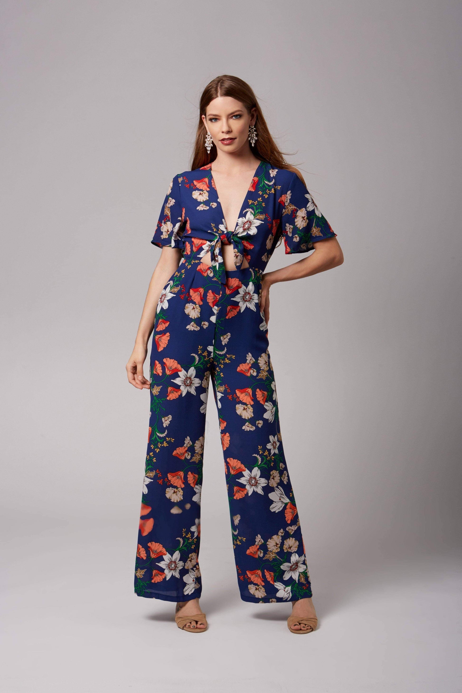 Maryrose Blue Floral Print Jumpsuit – product view 1