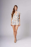 Michelle Blue Floral Choker Romper-Rompers