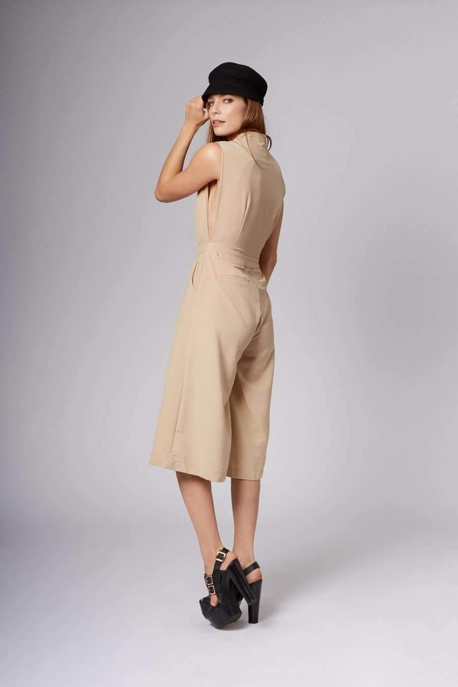 Simone Taupe Midi Jumpsuit-Rompers