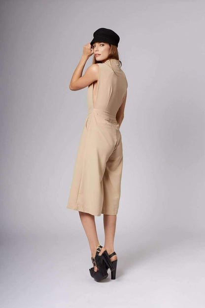 Simone Taupe Midi Jumpsuit-Rompers