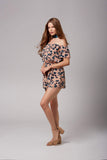 Tori Taupe Leopard Print Off-The-Shoulder Romper-Rompers