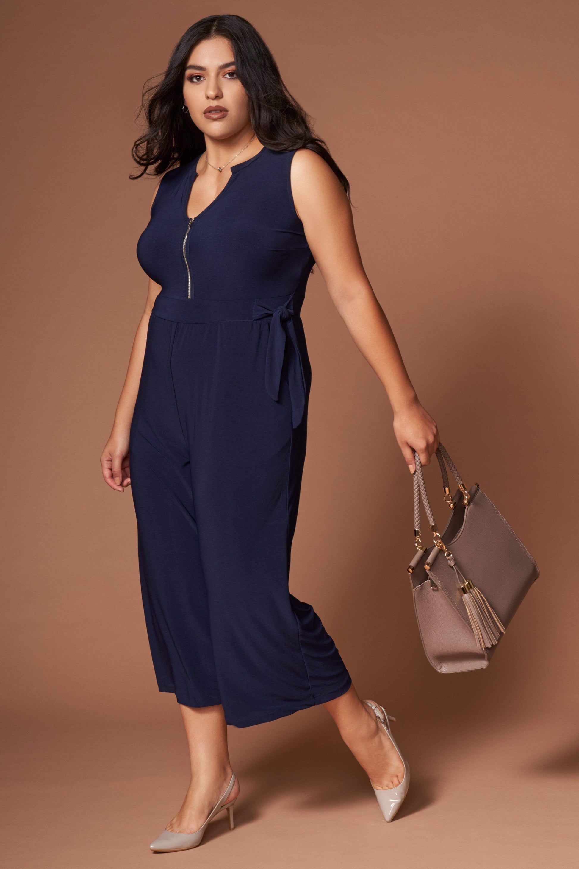Vivienne Navy Midi Jumpsuit-Rompers