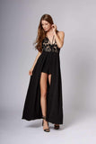 Whitney Black Lace Maxi Romper